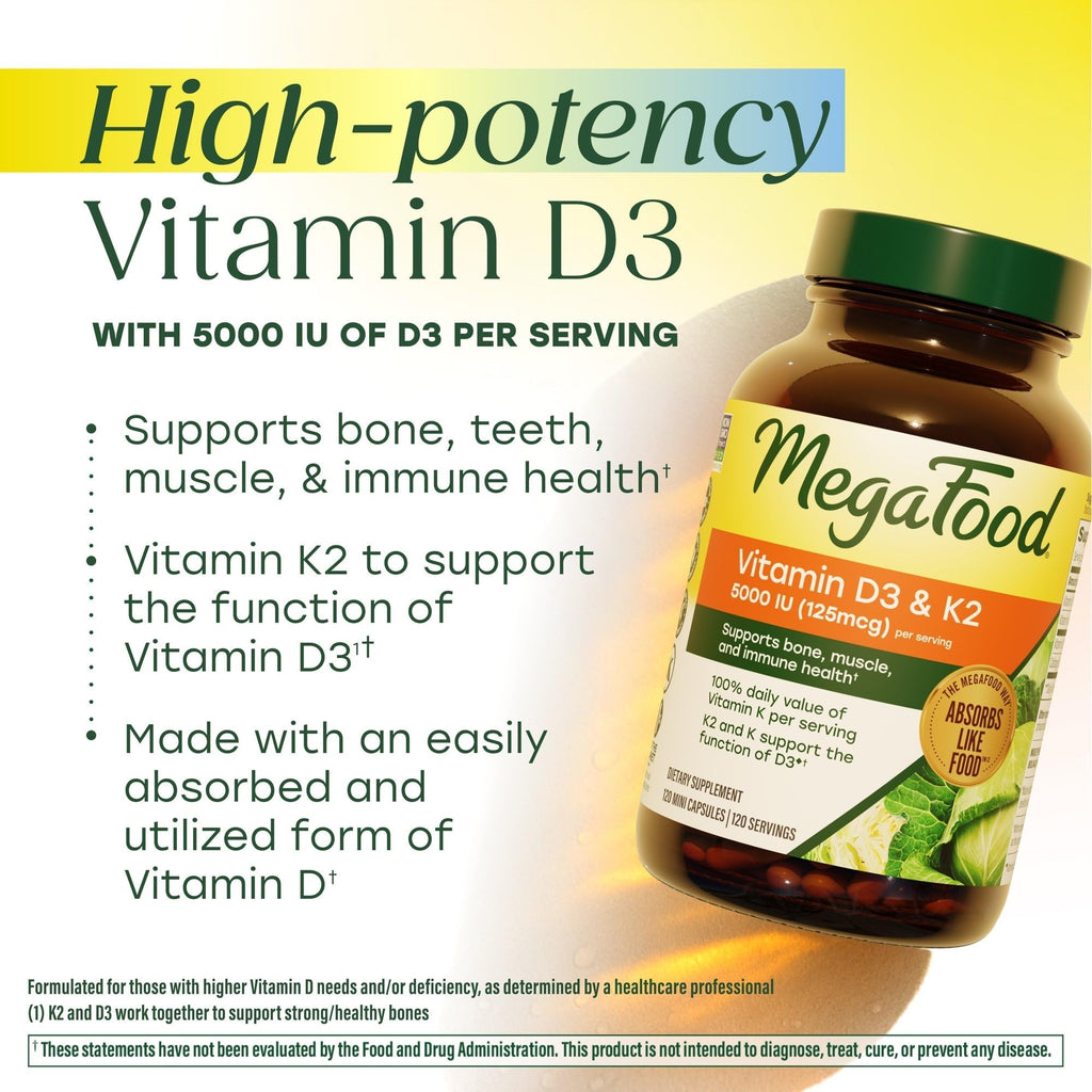 MegaFood Vitamin D3 5000 IU (125 mcg) - Vegetarian Supplements