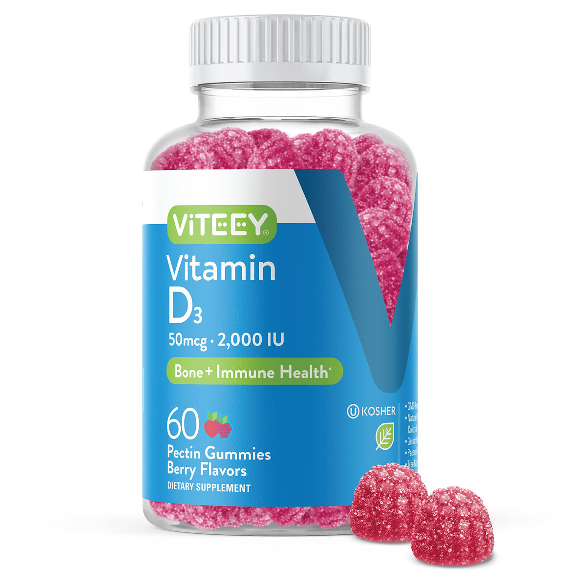 Viteey Vitamin D3 Gummies 2000 IU 50mcg Regular Strength VIT D