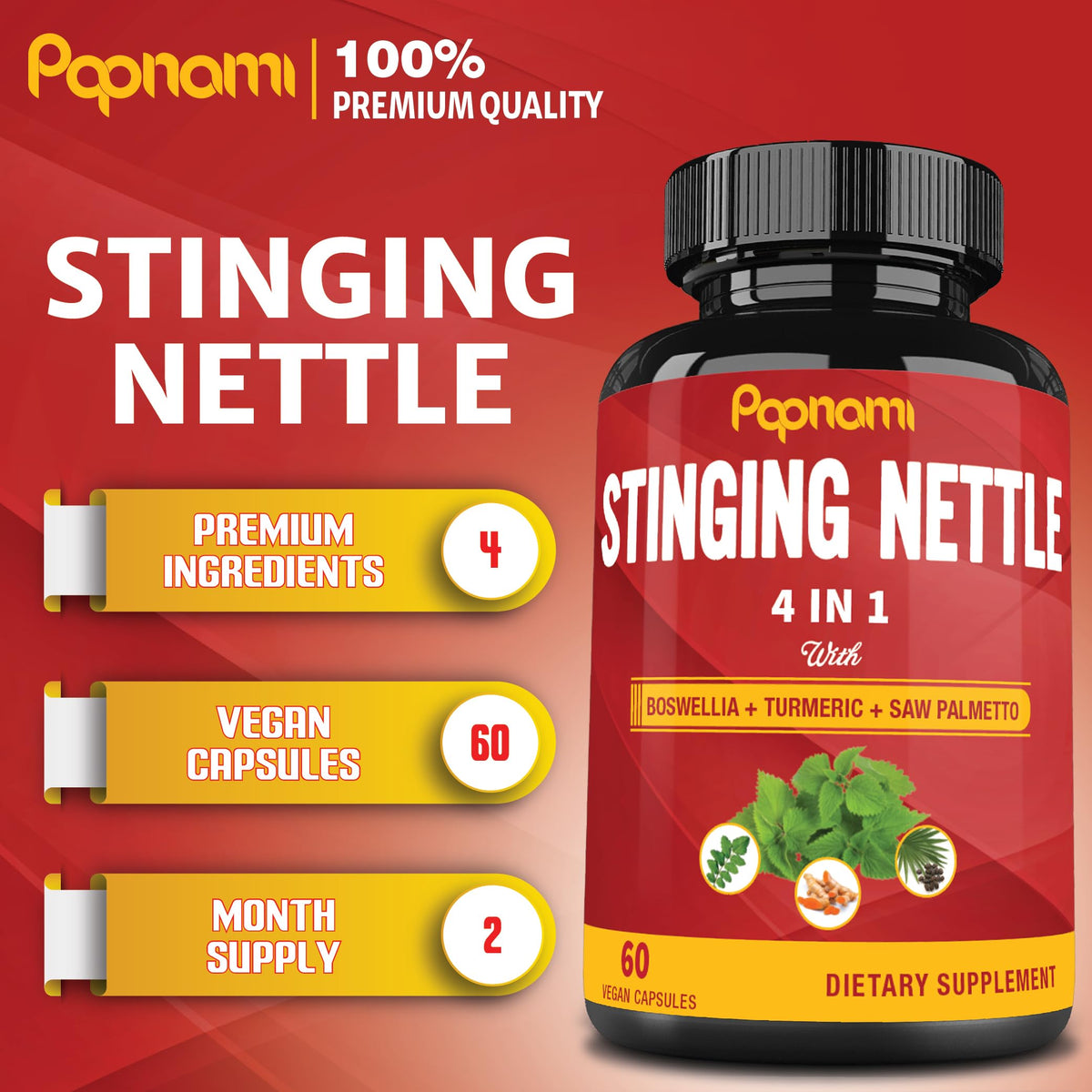 Papnami Stinging Nettle Extract Capsules with Boswellia & Turmeric - 60 Capsules - image 2