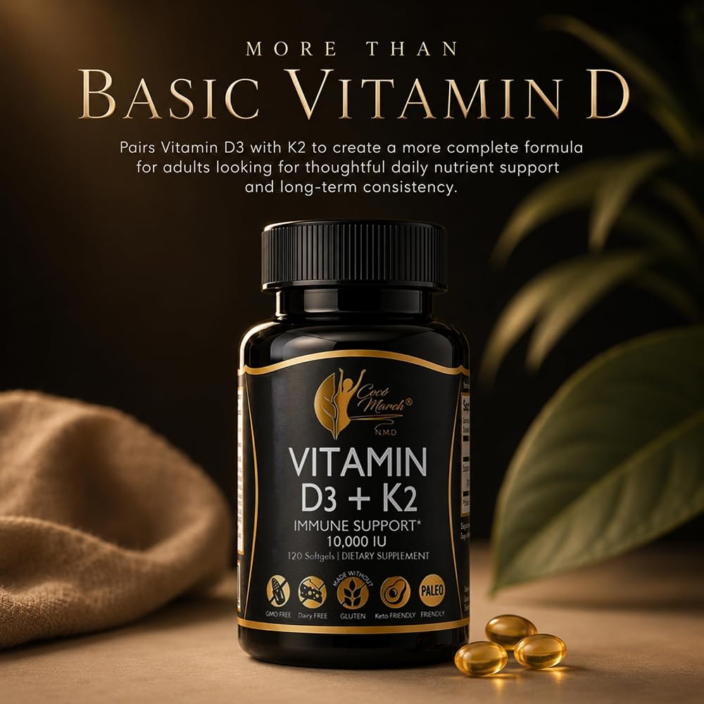 Cocó March N.M.D Vitamin D3+K2 10,000 IU - 120 Softgels - image 9