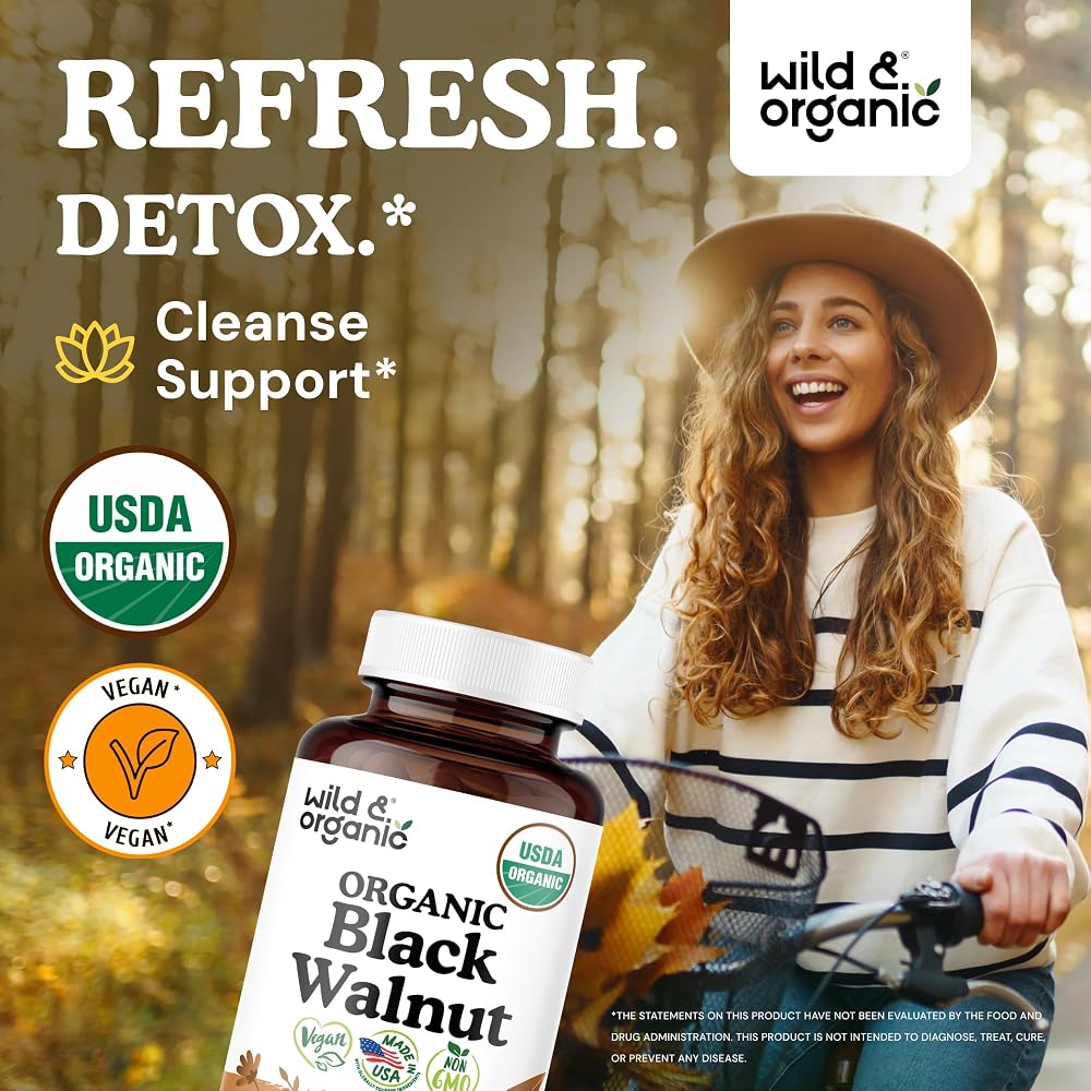 Wild & Organic USDA Organic Black Walnut Capsules 900 mg - Detox - image 2