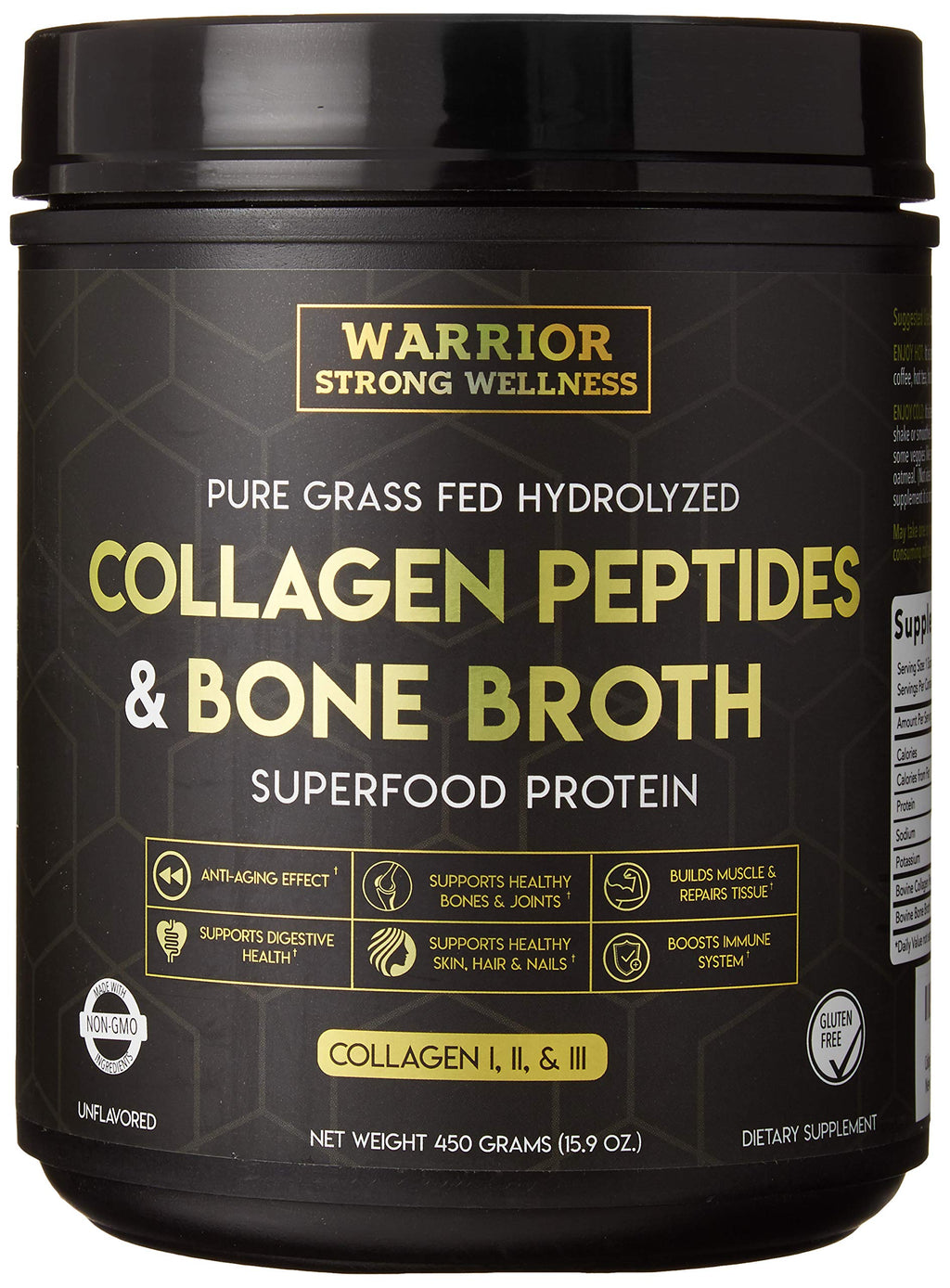 Warrior Strong Wellness Collagen Peptides Bone Broth Powder - 15.9 oz