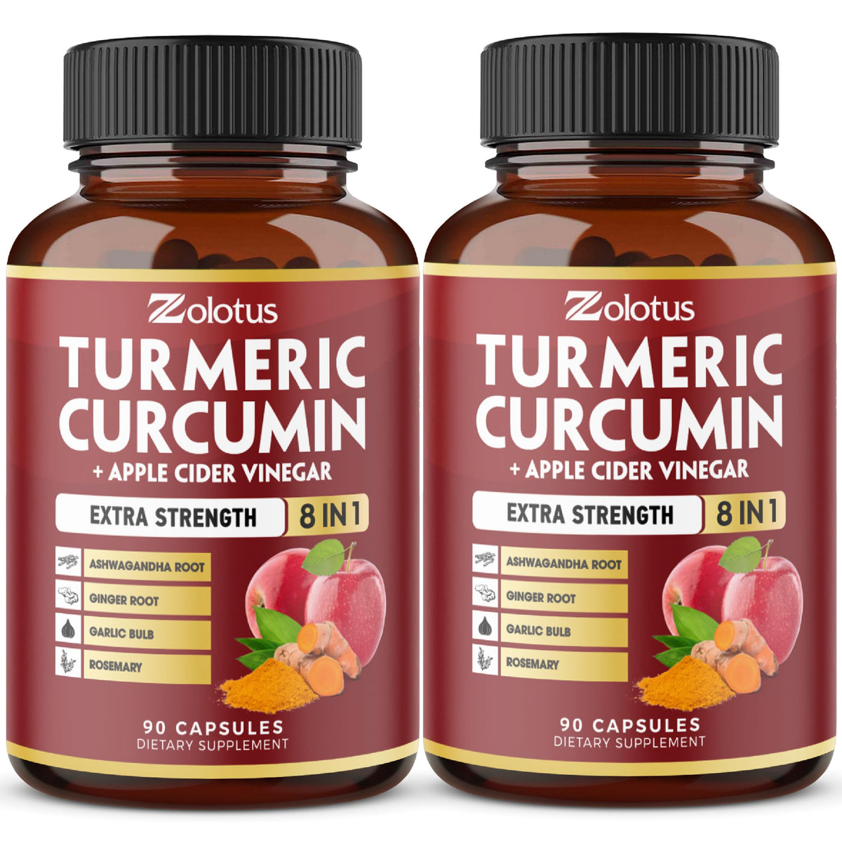 Zolotus Turmeric Apple Supplement - 2Pack 90 180 Capsules
