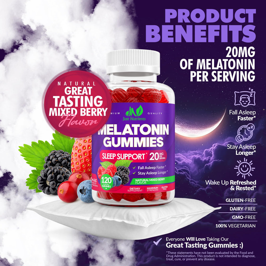 Just Nutrients Melatonin 20mg Sleep Gummies - 120 Count - image 3
