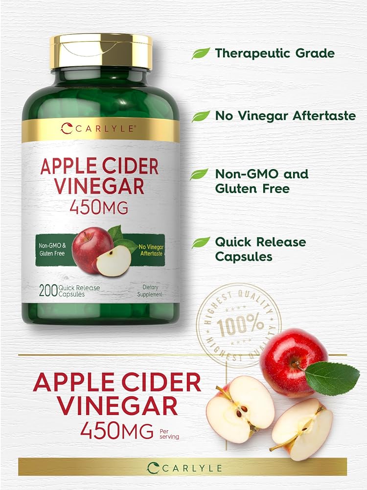 Carlyle Apple Cider Vinegar Capsules 450mg - 200 Count - image 4