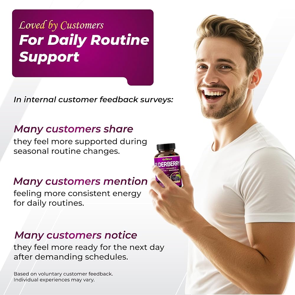 GriMed Elderberry Complex 1,470 mg with Quercetin & Zinc - 150 Capsules - image 7