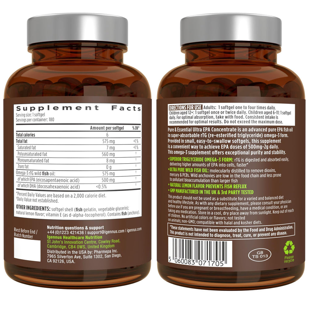 Igennus Ultra EPA Omega 3 500mg DHA-Free - 180 Softgels - image 6