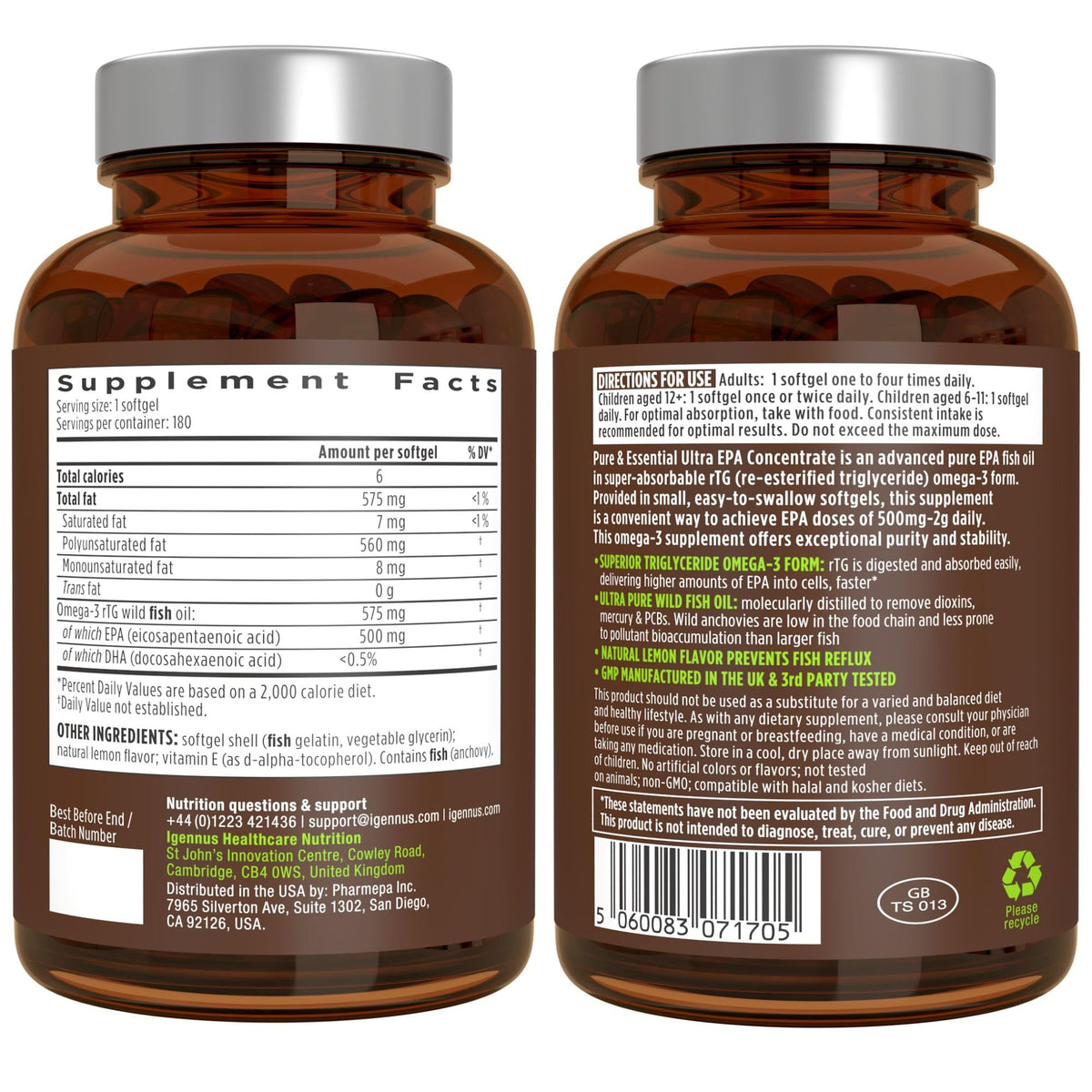 Igennus Ultra EPA Omega 3 500mg DHA-Free - 180 Softgels - image 6