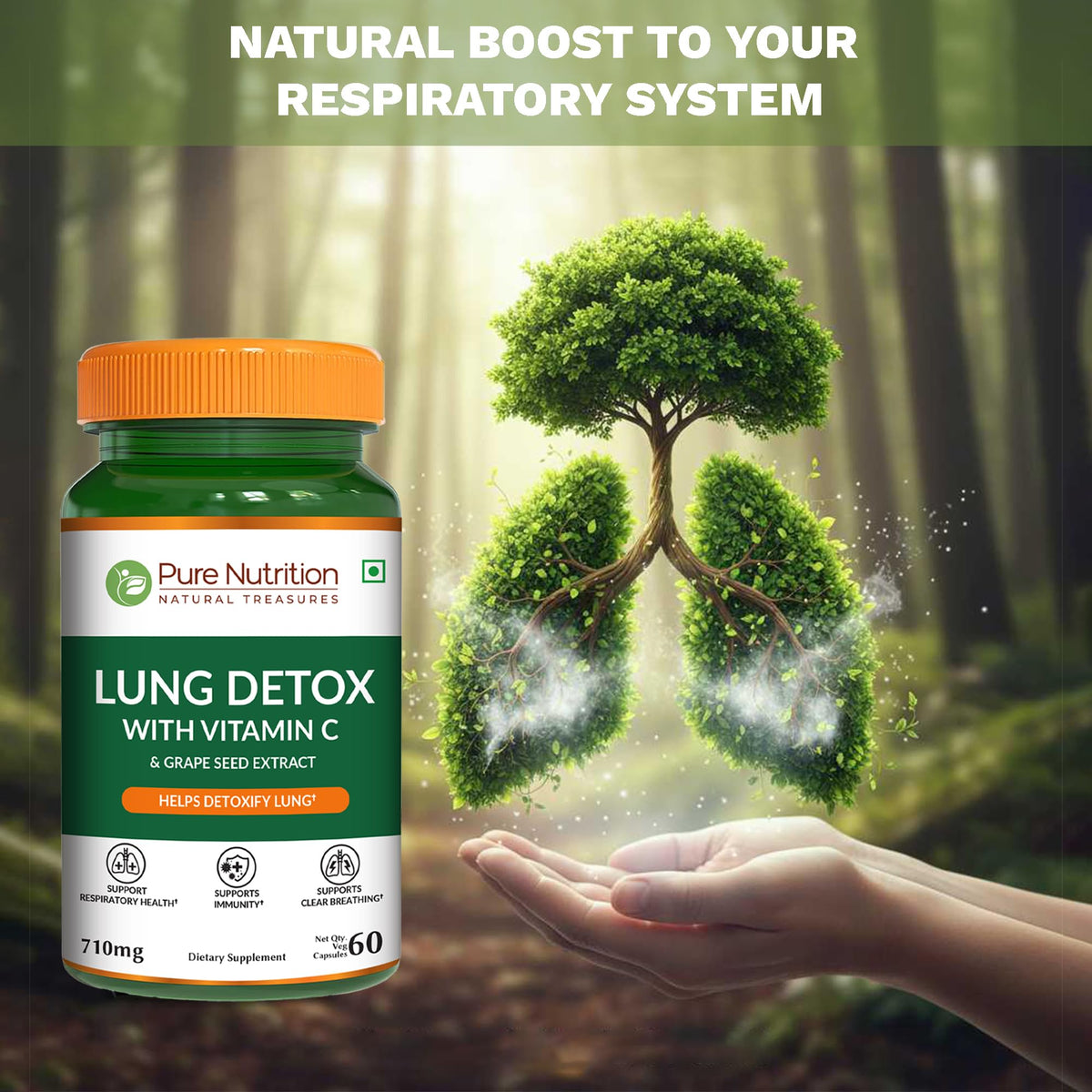 Pure Nutrition Lung Health Supplement Herbal Support - 60 Capsules - image 3