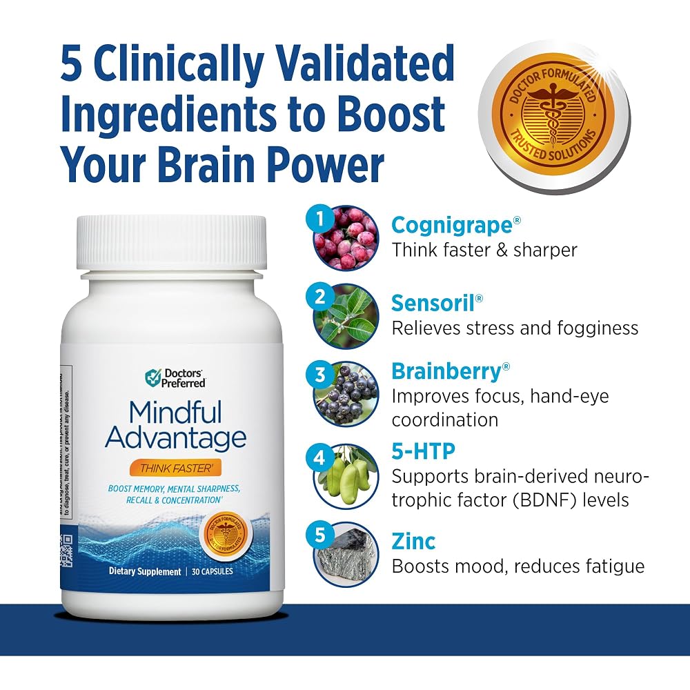 DOCTORS' PREFERRED Mindful Advantage Brain Supplements Memory Focus - image 3