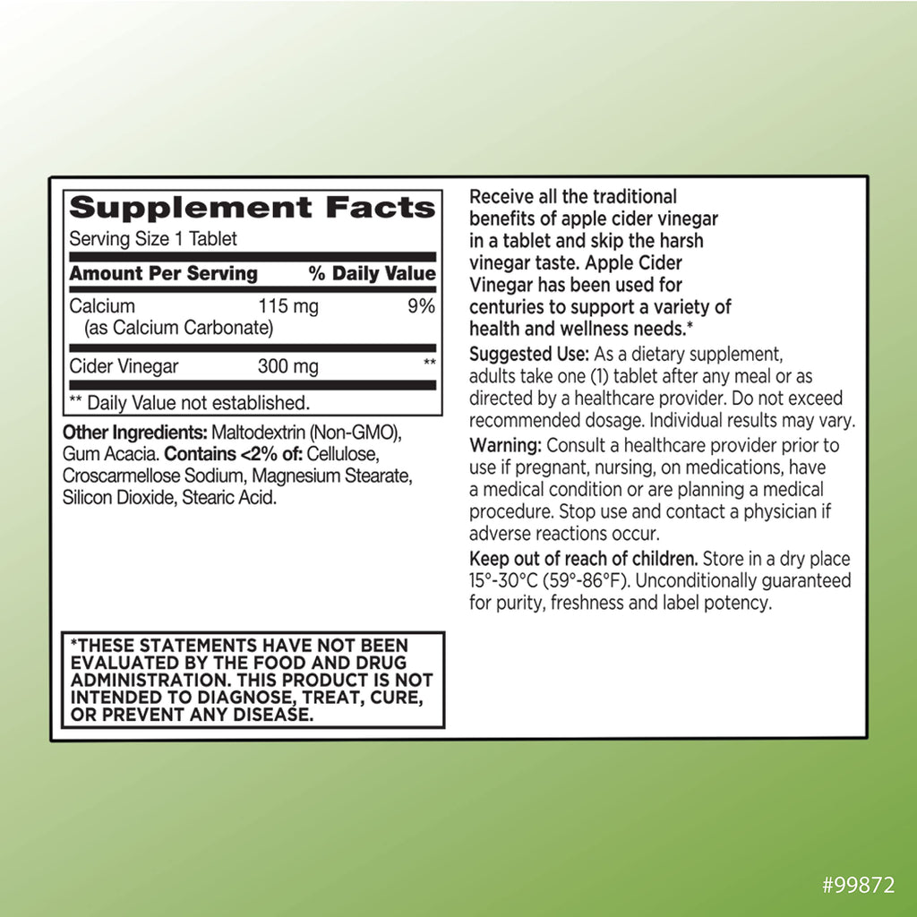 Quality Choice Apple Cider Vinegar 300 mg - 300 Tablets - image 3
