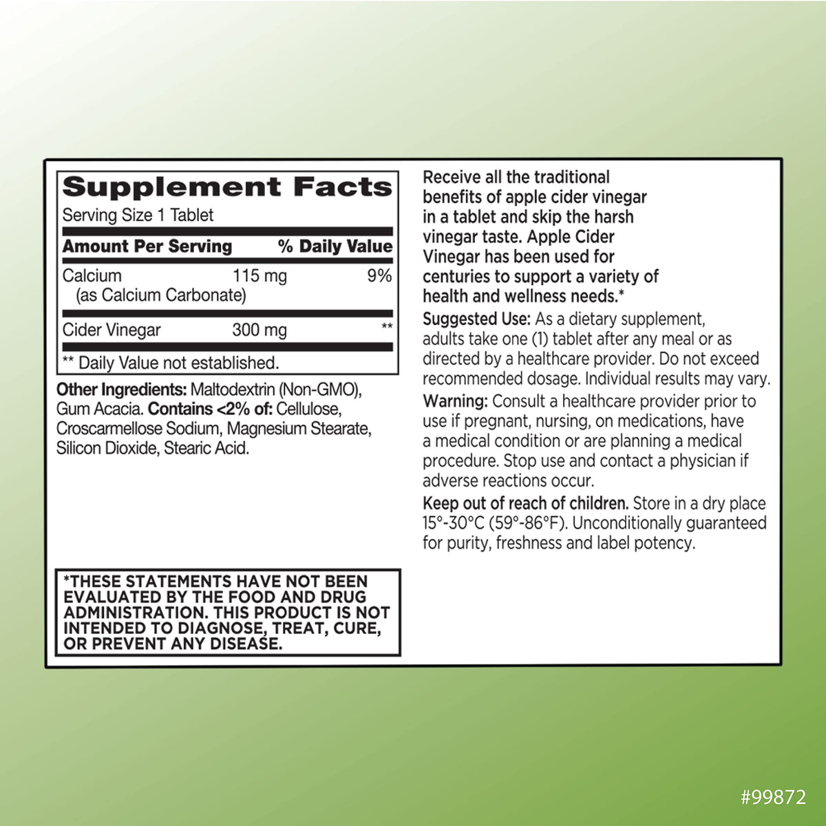 Quality Choice Apple Cider Vinegar 300 mg - 300 Tablets - image 3