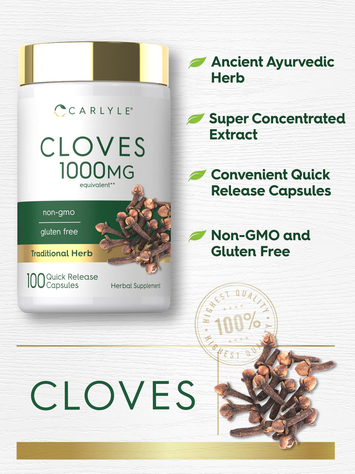 Carlyle Cloves Supplement Herbal Extract - 100 Capsules - image 4