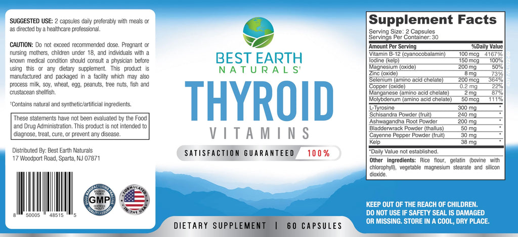 Best Earth Naturals Thyroid Support Supplement - 60 Capsules - image 3