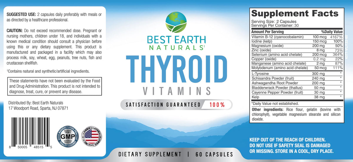 Best Earth Naturals Thyroid Support Supplement - 60 Capsules - image 3