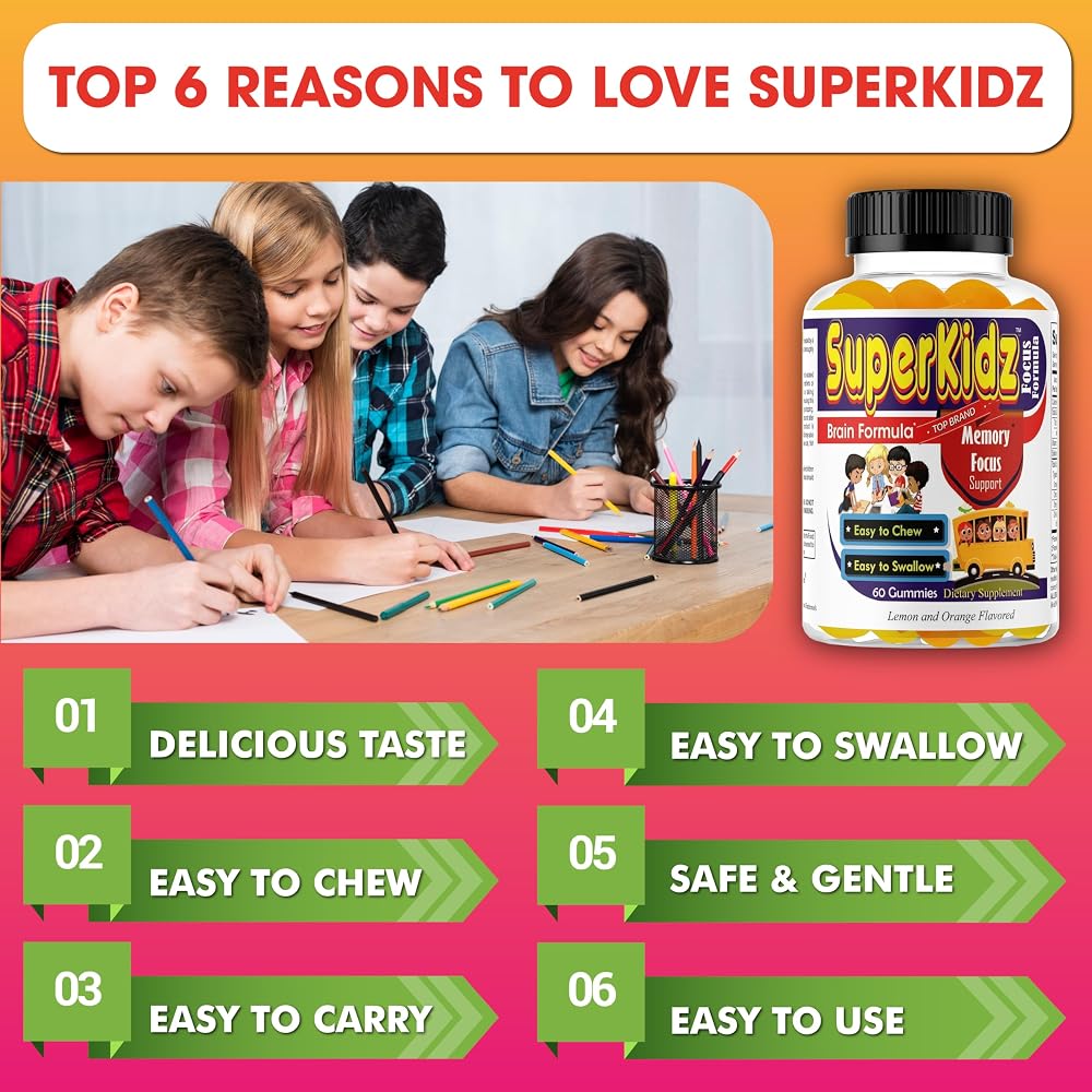 Superkids Kids Focus Gummies with Omega 3 DHA - 60 Count - image 3