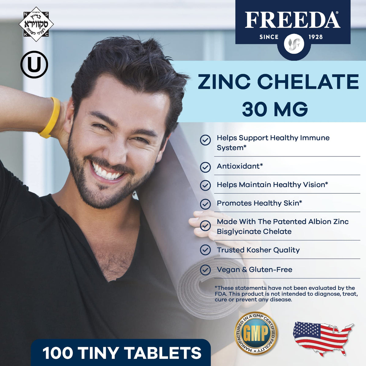 Freeda Chelated Zinc 30mg Immune Support - 250 Tablets - image 2