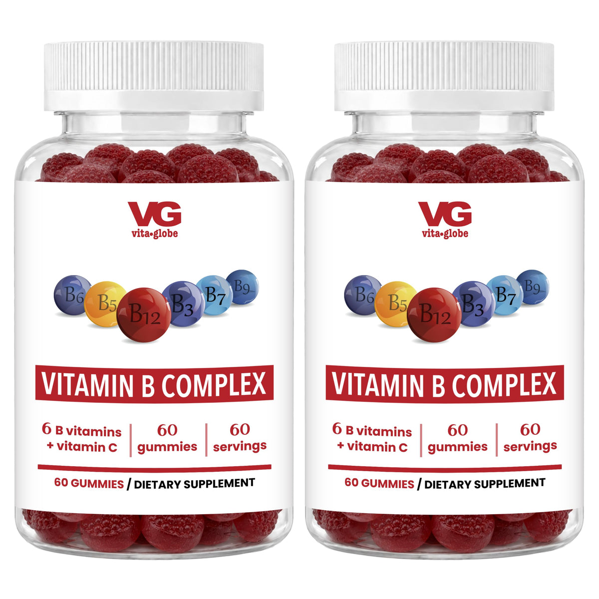 VITA GLOBE B Complex Gummies 5000mcg Energy Support - 120 Gummies