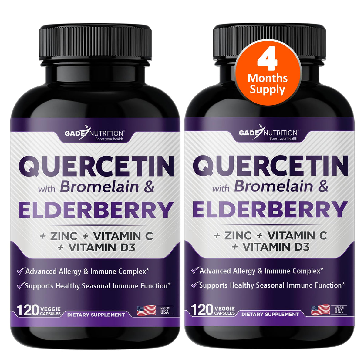 Gade Nutrition Quercetin with Bromelain & Elderberry