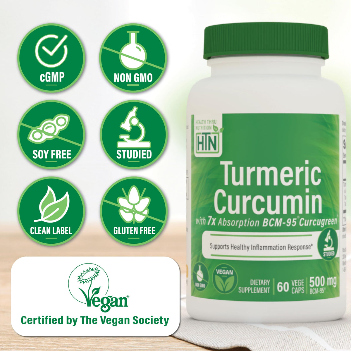 Health Thru Nutrition Turmeric Curcumin Complex 500mg Supplement