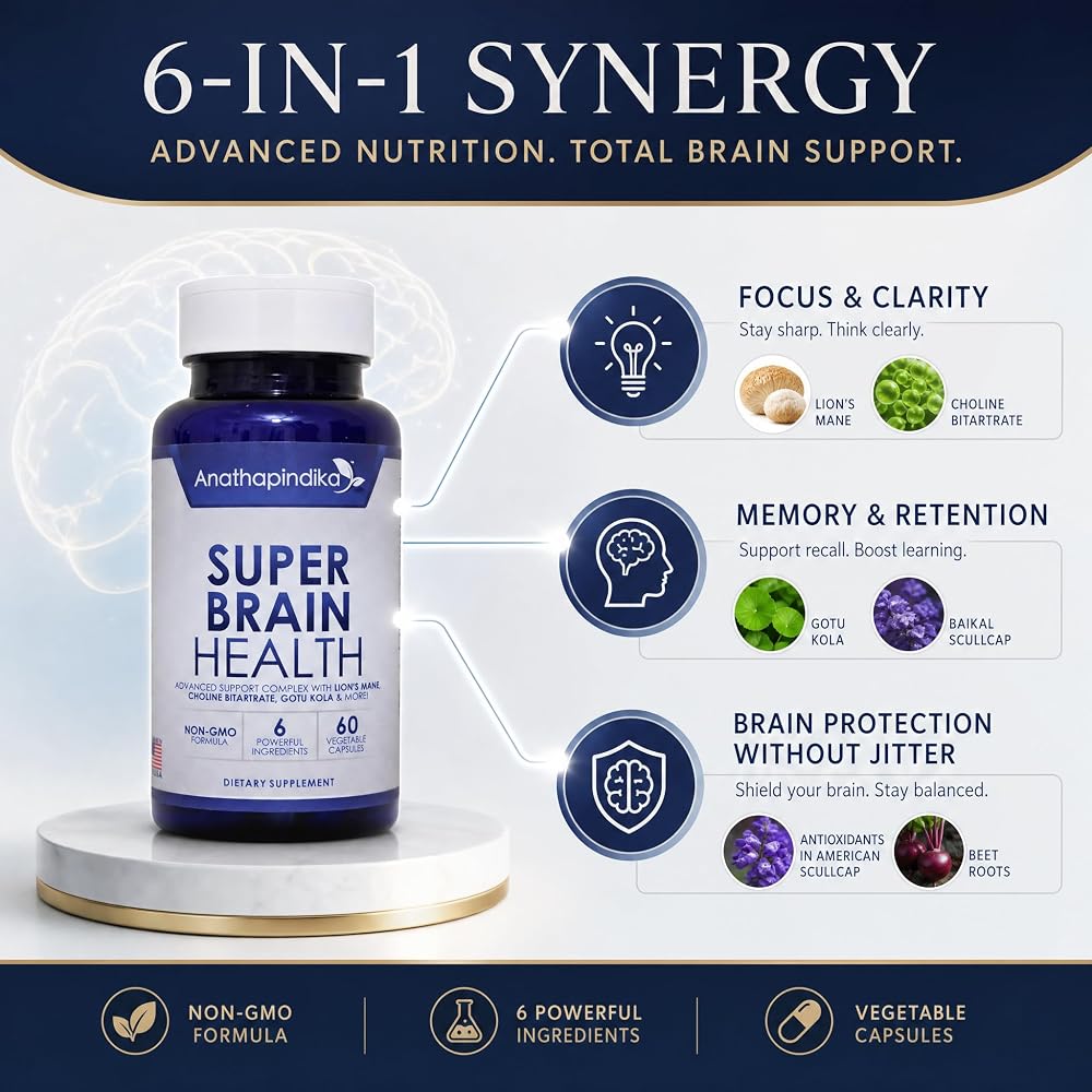 Anathapindika Health Cognition Focus Memory Brain Supplement - 60 Capsules - image 2