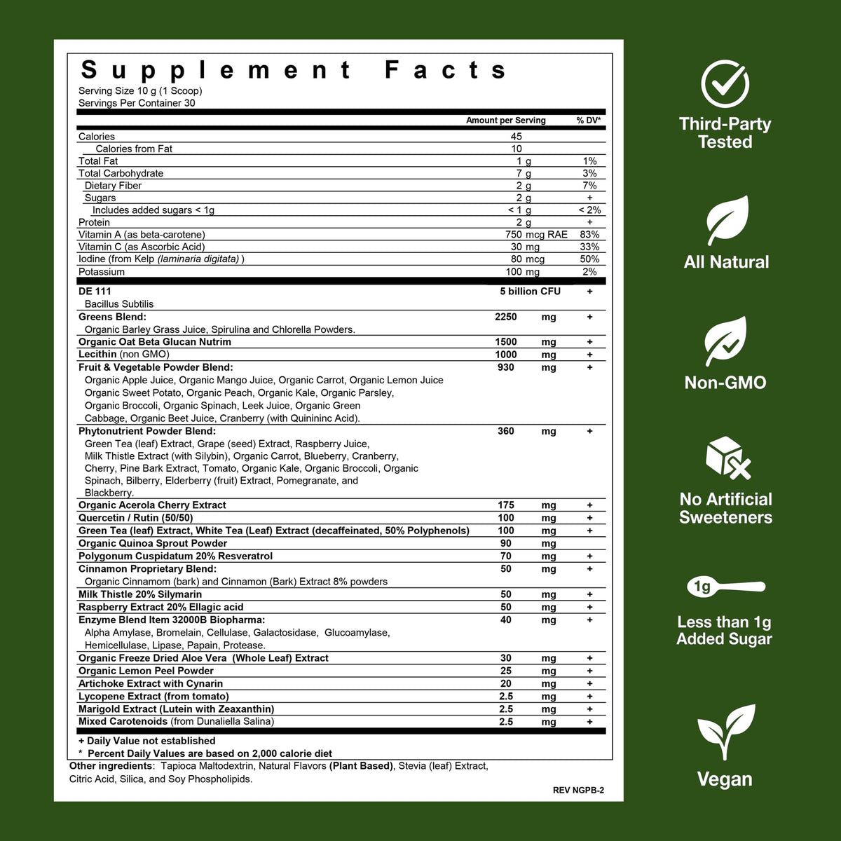 Biopharma Scientific NanoGreens + Probiotic Green Spirulina Powder