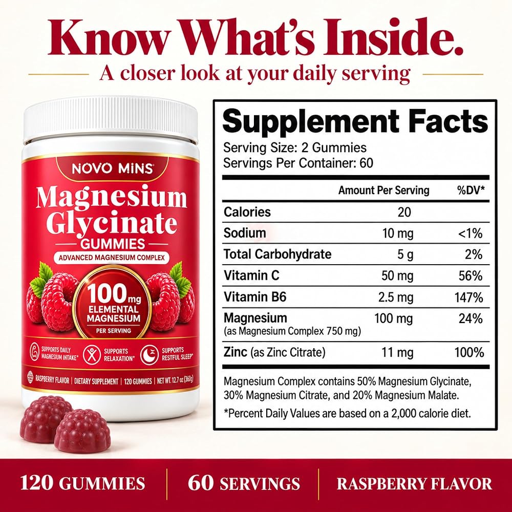 Novomins Magnesium Glycinate Gummies, NSF Certified