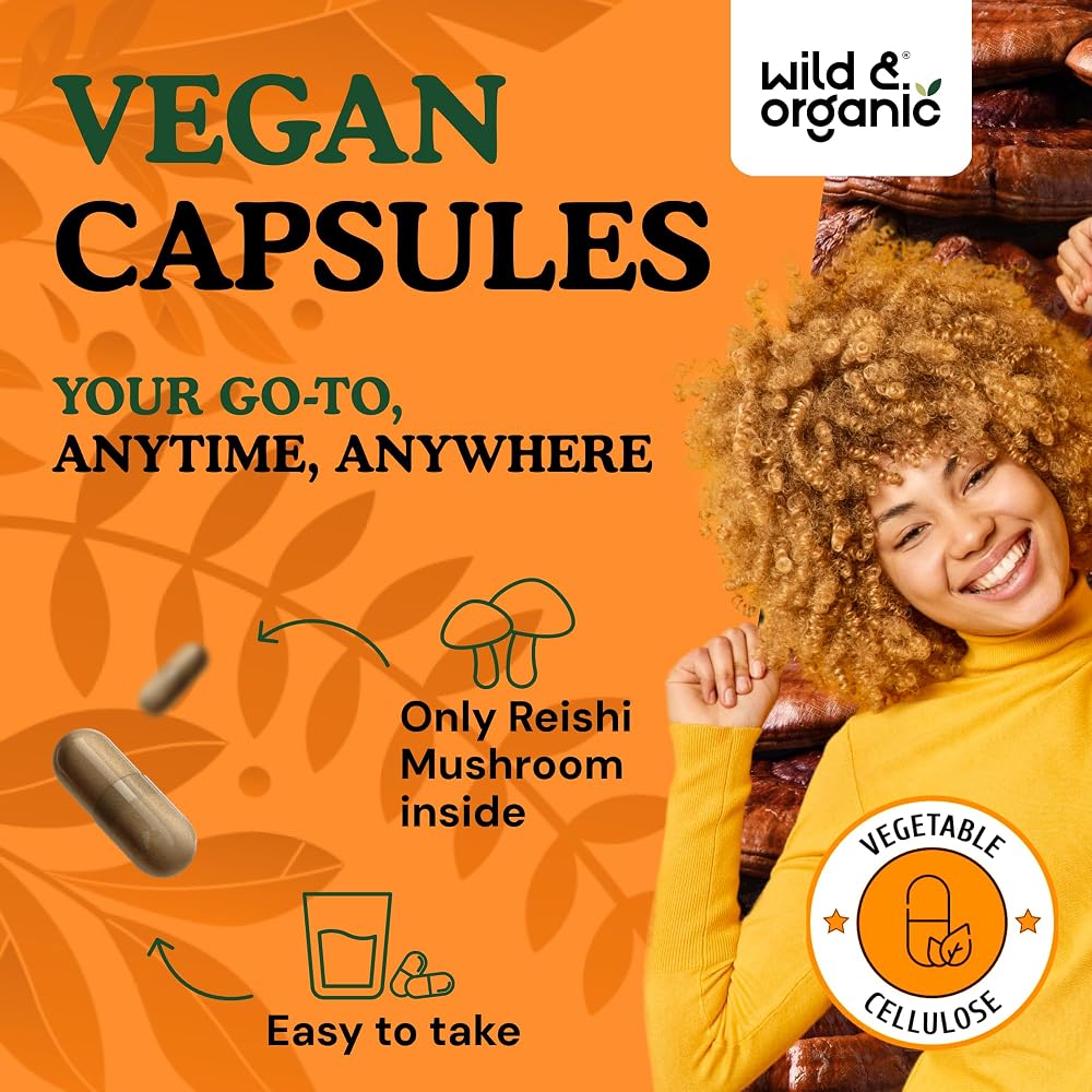 Wild & Organic Reishi Mushroom Capsules 1000mg - Immune Support