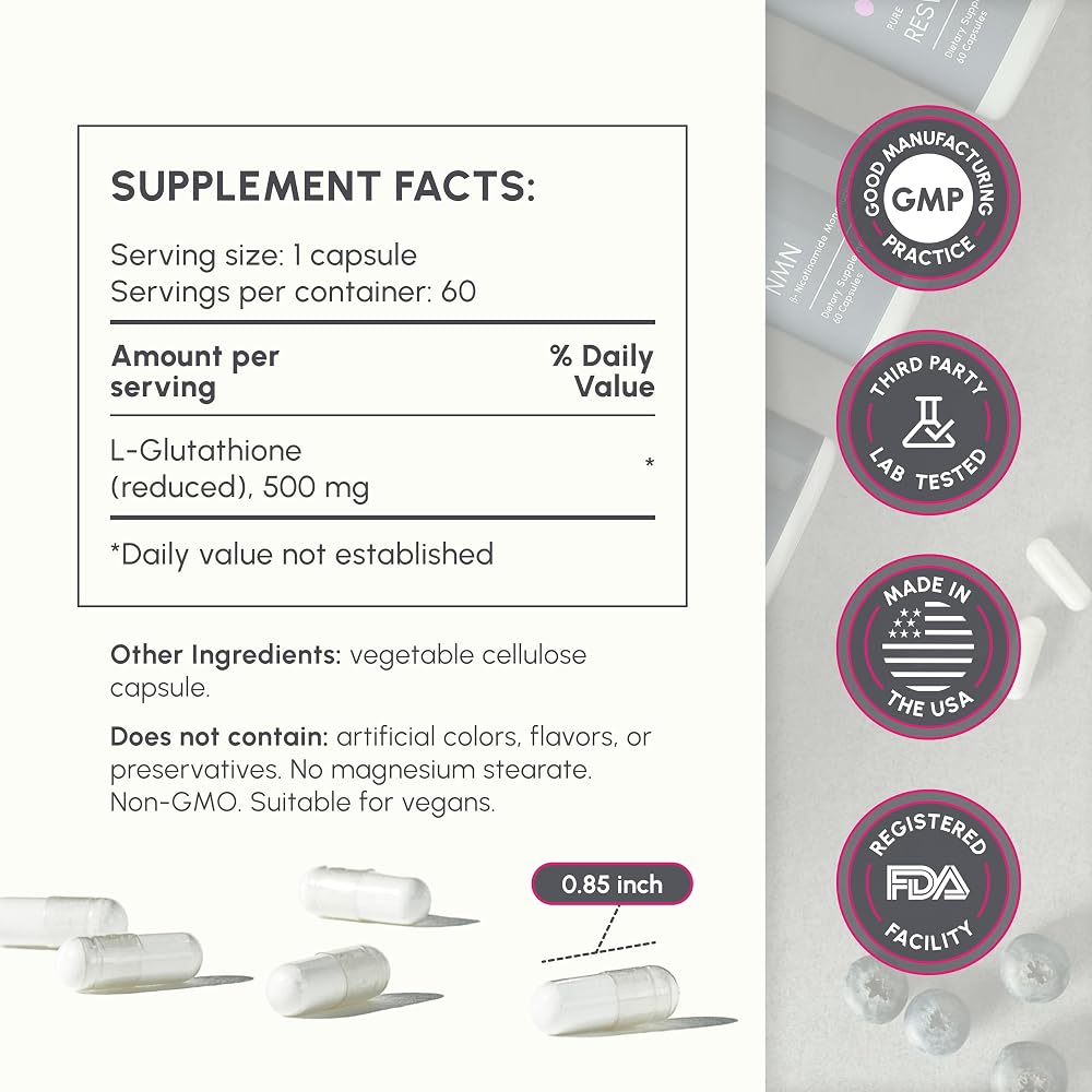 partiQlar L-Glutathione 500mg Antioxidant & Liver Support - 60 Capsules - image 3