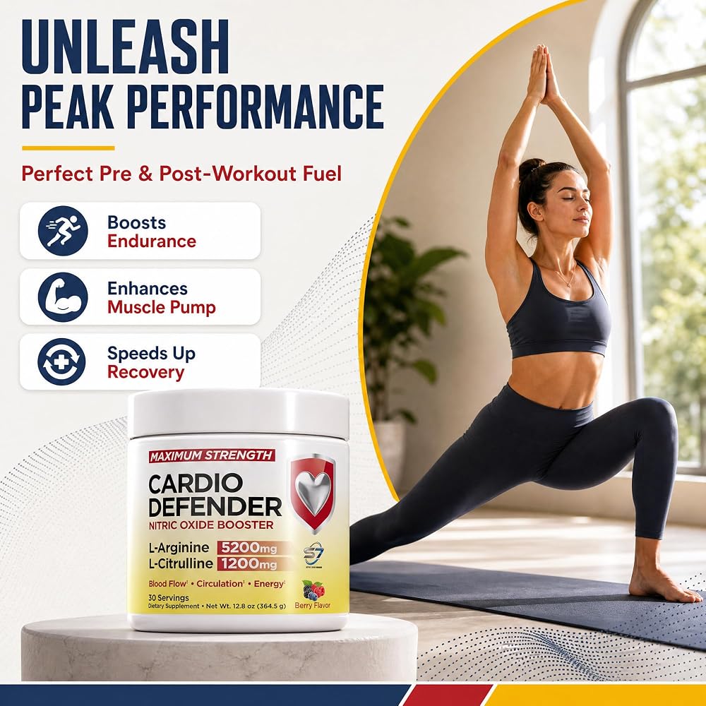 Cardio Defender L-Arginine 5200mg Nitric Oxide Booster Powder - 12.8 oz - image 8