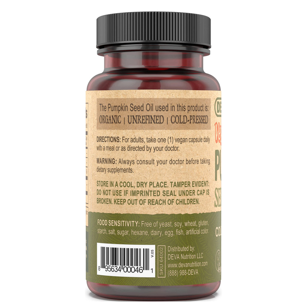 DEVA Nutrition Vegan Pumpkin Seed Oil 500 mg - 90 Capsules - image 4