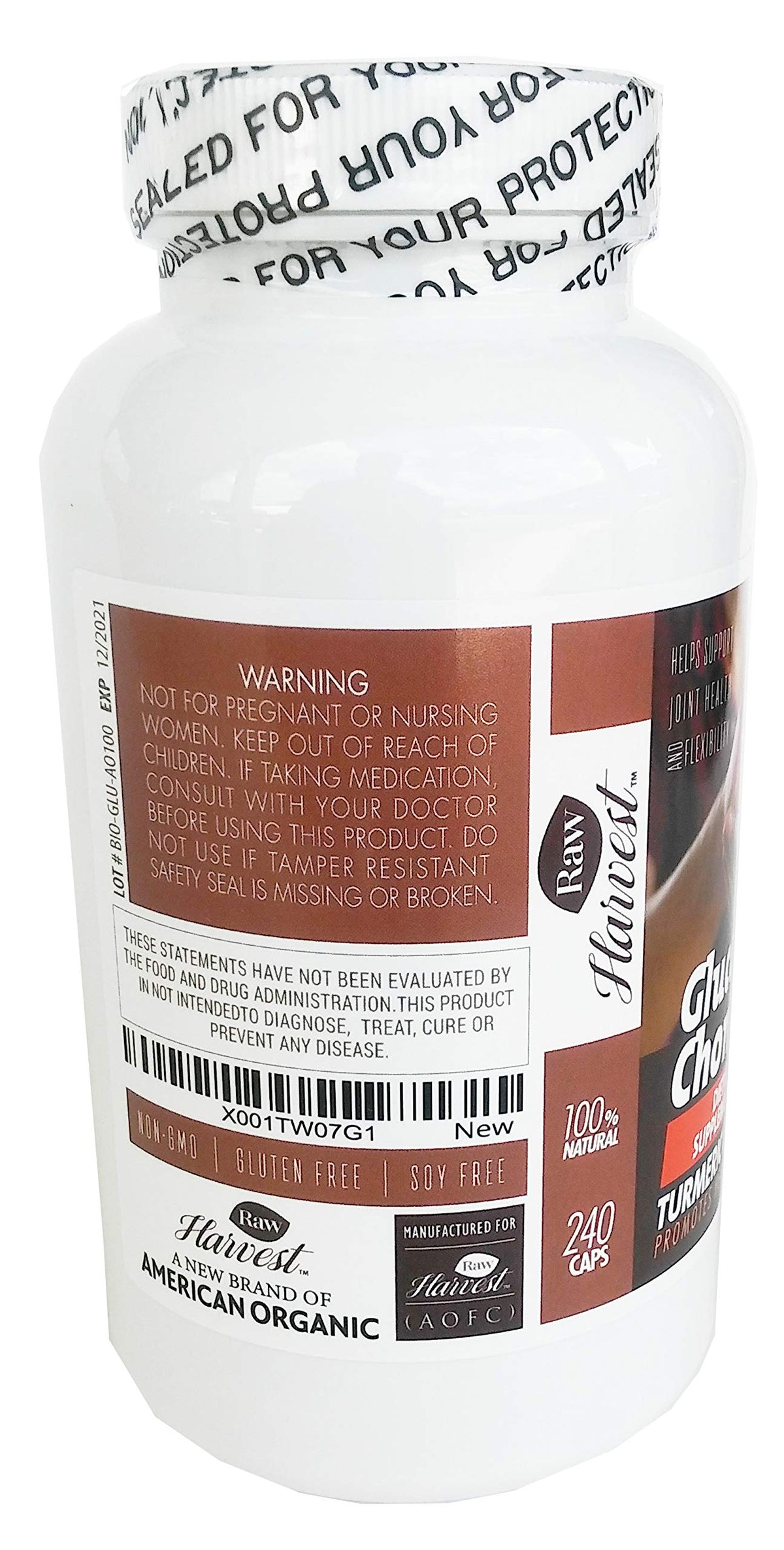 RawHarvest Glucosamine & Chondroitin with MSM, Turmeric, Ginger - 240 Capsules - image 4