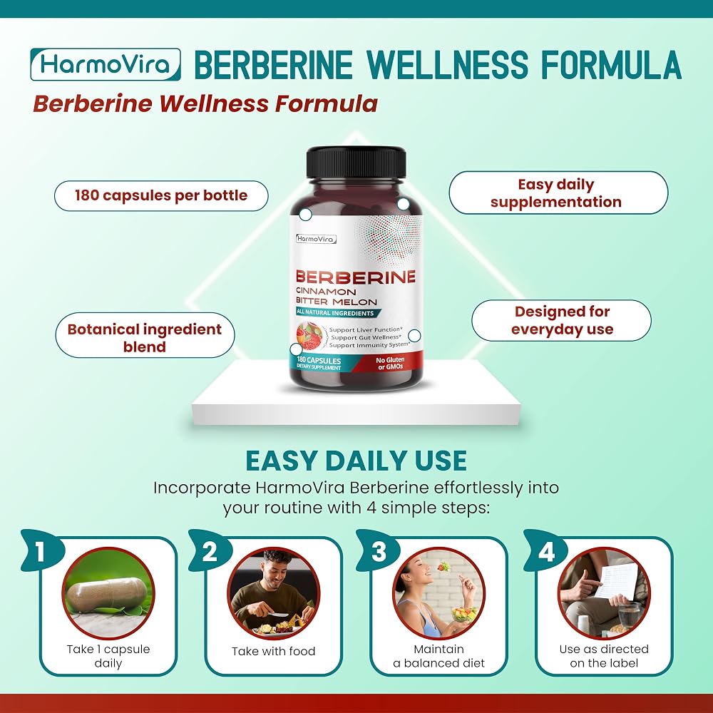 HarmoVira Berberine 13-in-1 Gut, Liver & Immune Support - 180 Capsules - image 5