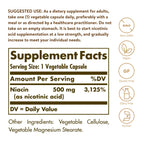 Solgar Niacin Vitamin B3 500 mg - 250 Vegetable Capsules - image 2