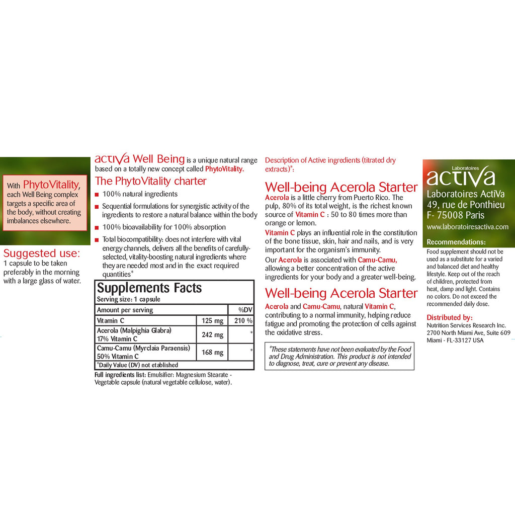 Activa Labs Acerola Vitamin C 125mg for Energy - 60 Capsules - image 2
