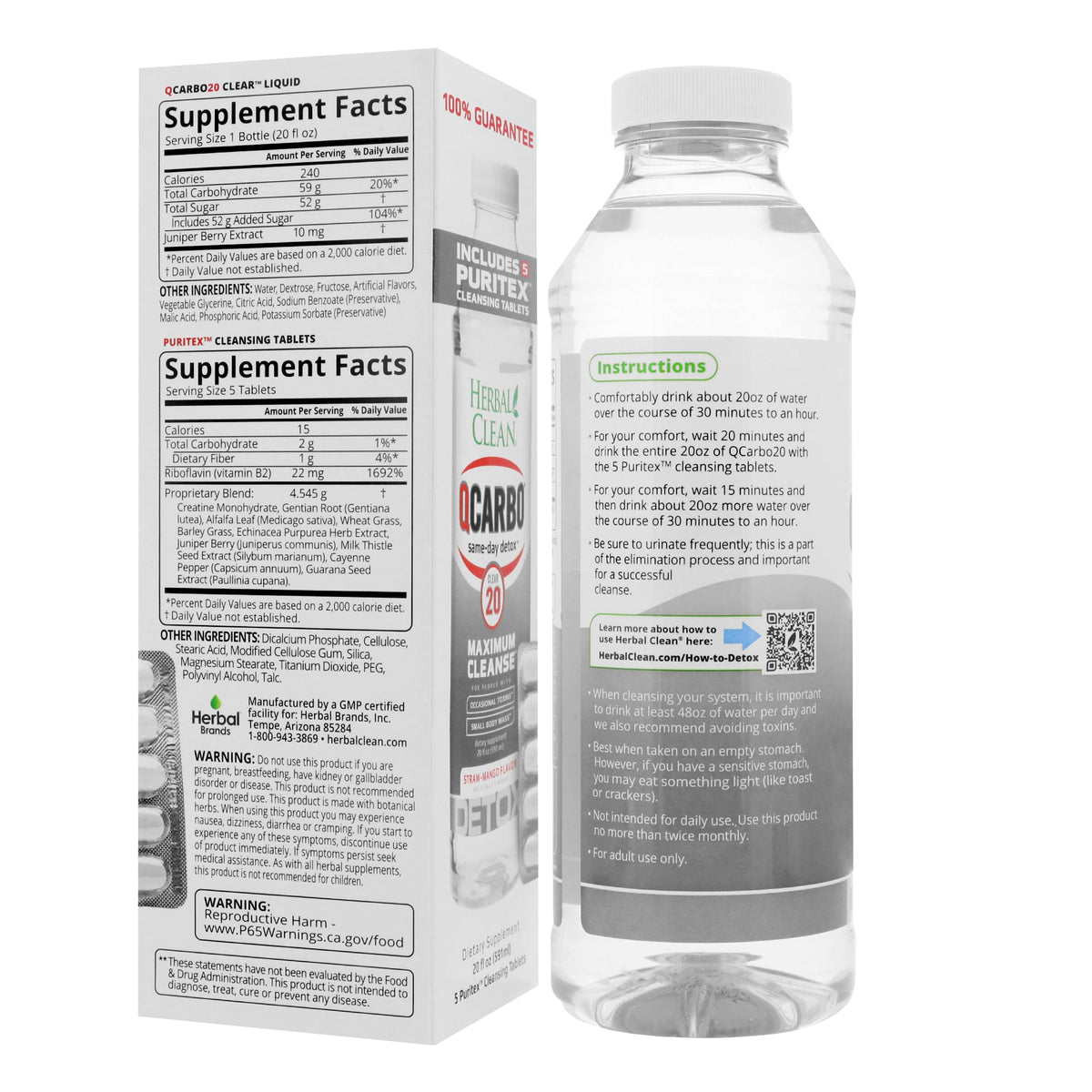 Herbal Clean - QCarbo20 Same-Day Detox Drink+Tablets - image 2