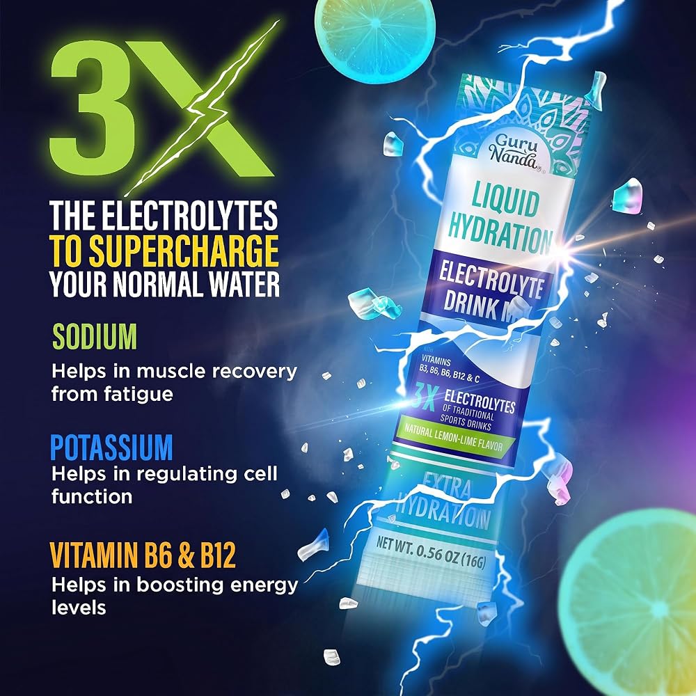 GuruNanda Liquid Hydration Electrolyte Drink Mix Lemon Lime - 2 Sachets - image 3