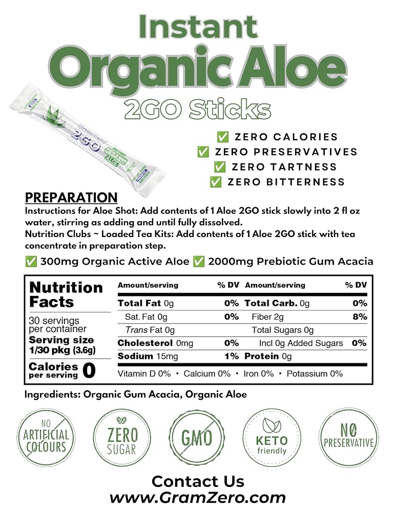 GramZero 2GO Sticks Organic Aloe Powder - 12.7 oz - image 2