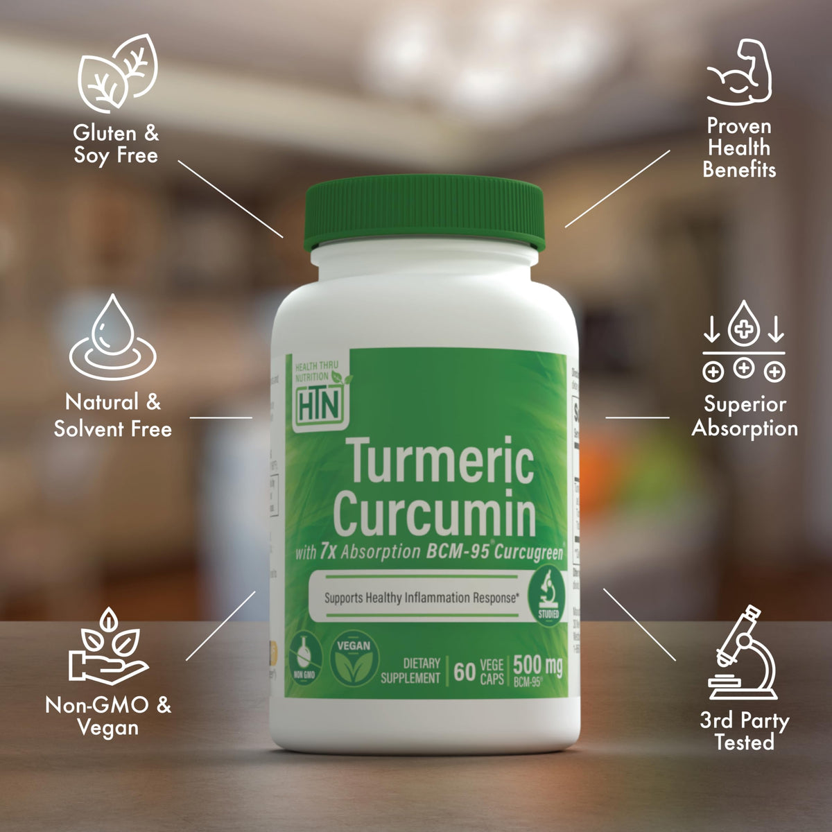 Health Thru Nutrition Turmeric Curcumin Complex 500mg Supplement