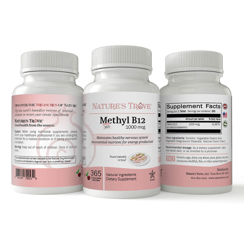 Nature's Trove Vitamin B12 Methylcobalamin 1000 mcg - 365 Tablets - image 3