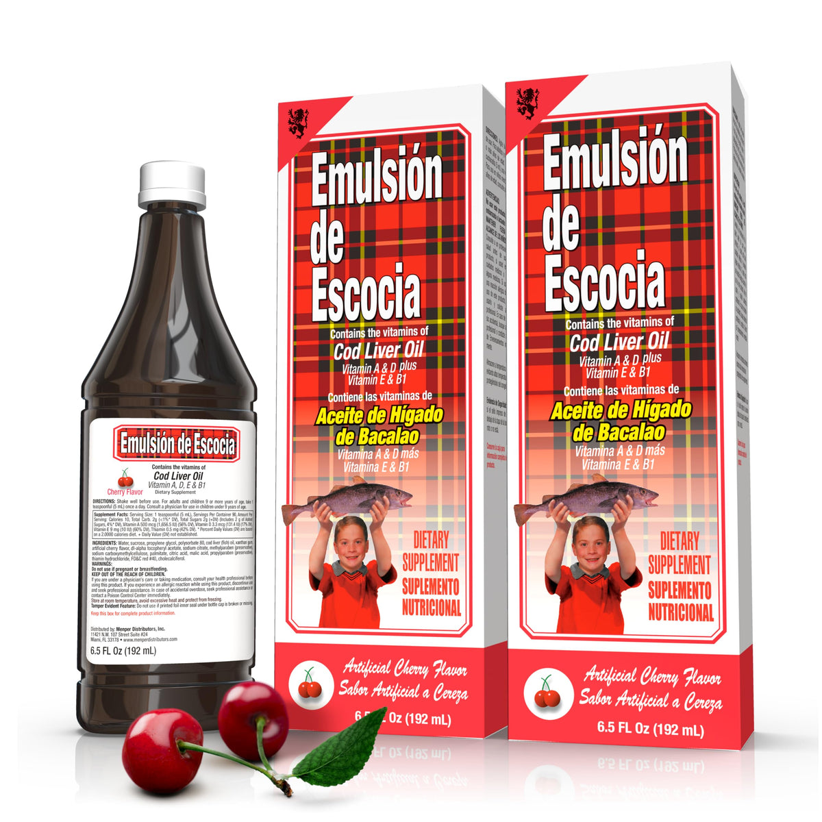 Emulsion de Escocia Cod Liver Oil with Vitamins A, D, E, B1 - 6.5 oz (2-Pack)