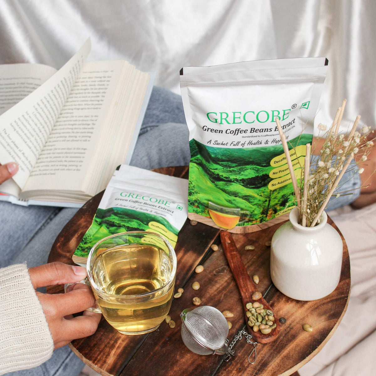 GRECOBE Green Coffee Bean Extract Powder - 100 Sachets - image 3