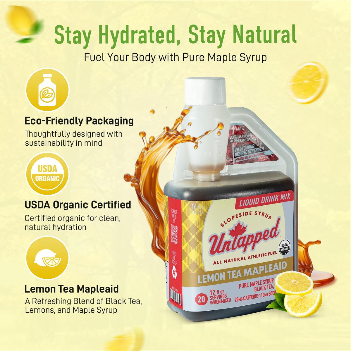 Untapped Lemon Tea Mapleaid Electrolyte Drink - 16 fl oz - image 3