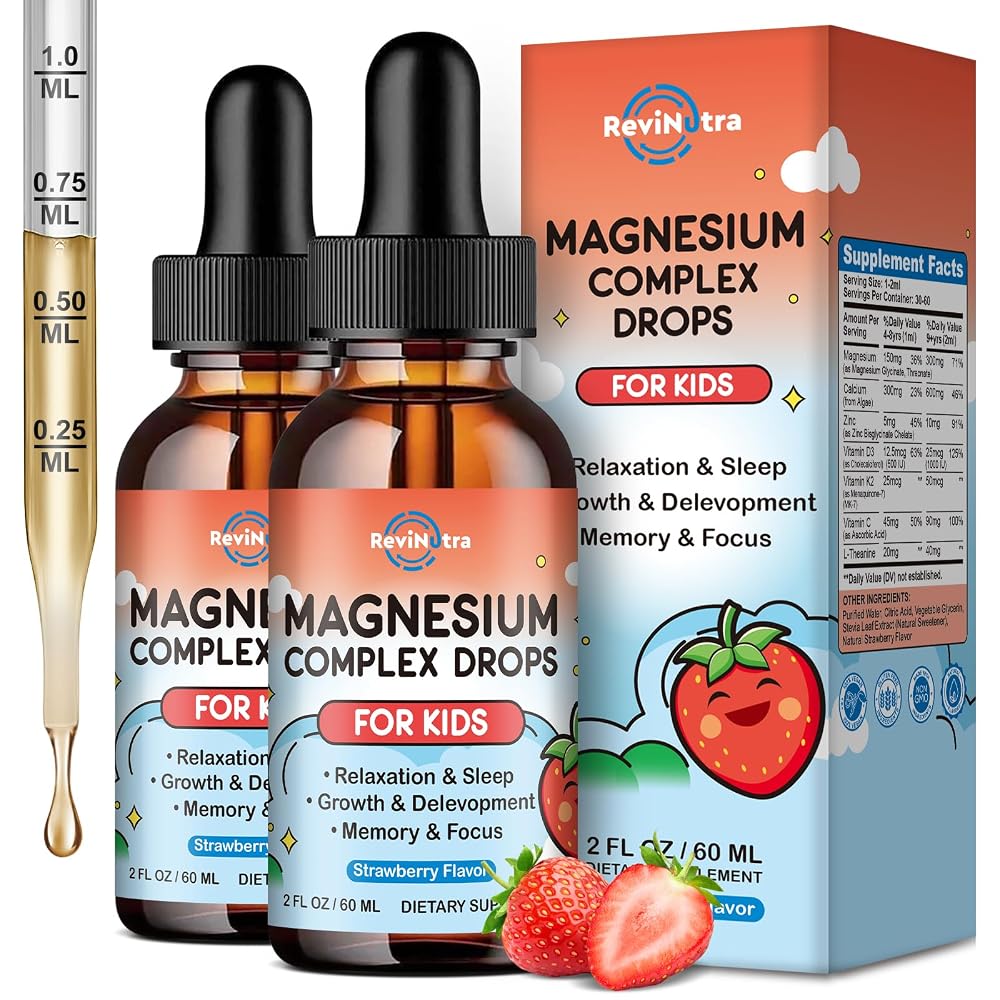 ReviNutra Kids Magnesium Glycinate Liquid Drops, Magnesium for Kids