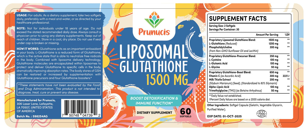 Prunucis Liposomal Glutathione, Pure Reduced L-Glutathione