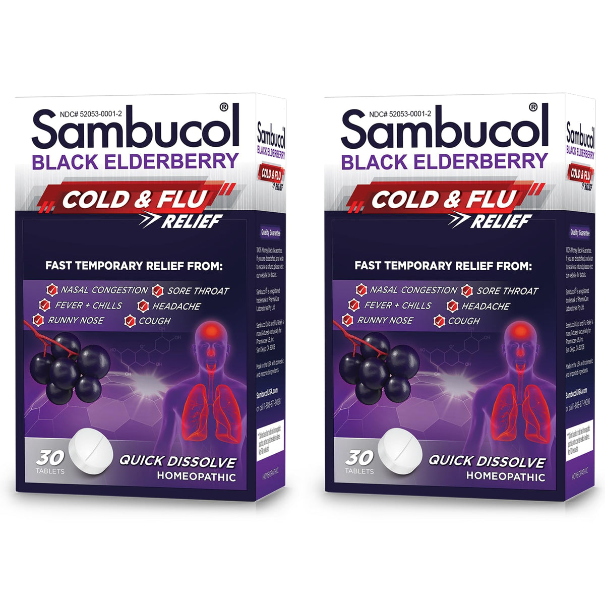 Sambucol Cold & Flu Relief Quick-Dissolving Tablets - 60 Count