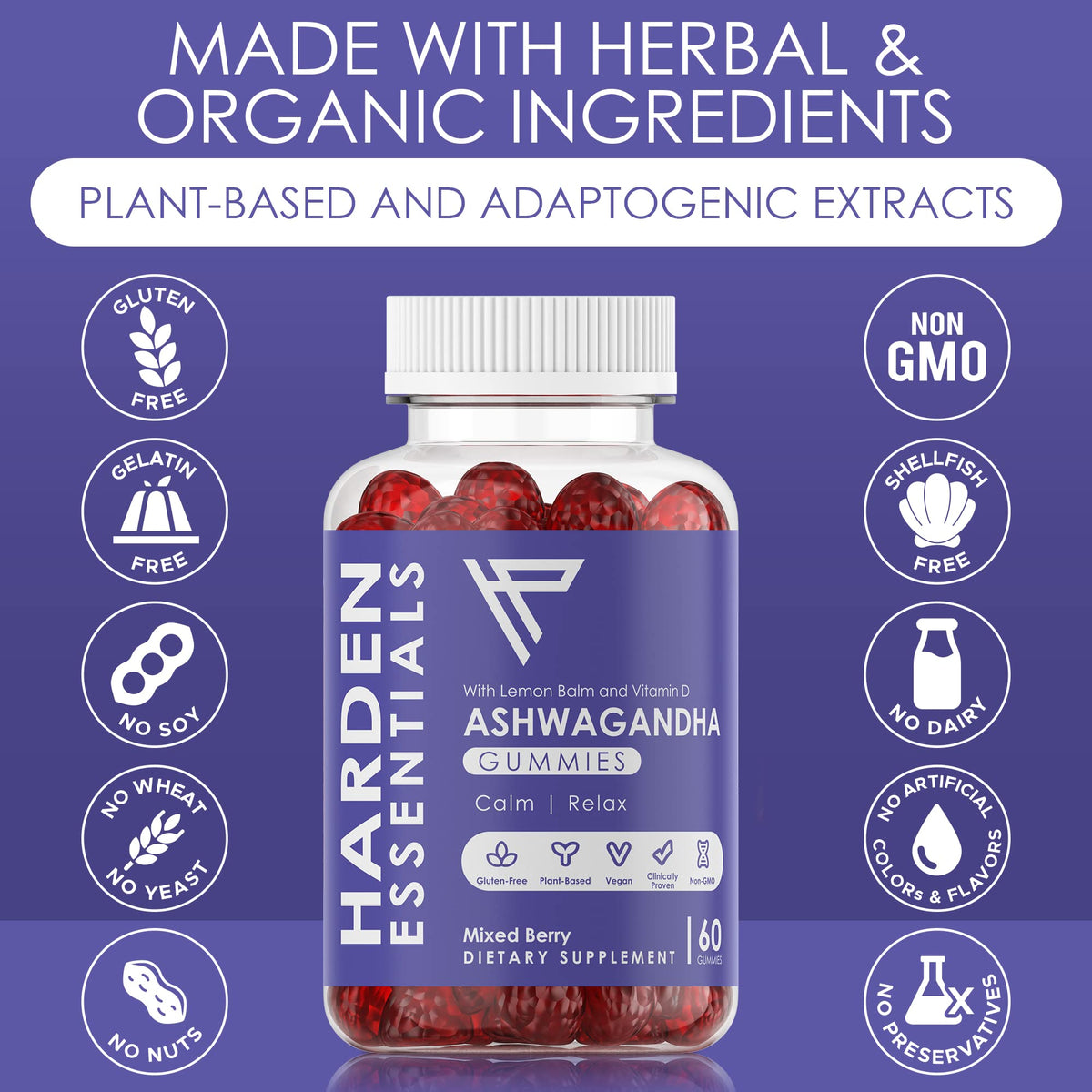 Harden Essentials KSM-66 Ashwagandha Gummies 750mg - 60 Count - image 2