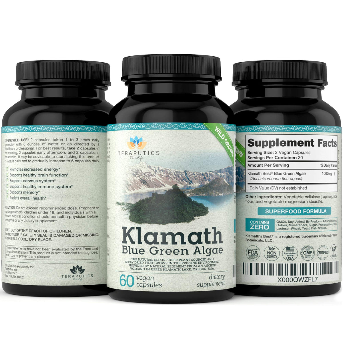 Teraputics Klamath Lake Blue Green Algae Superfood - 60 Vegan Capsules - image 5