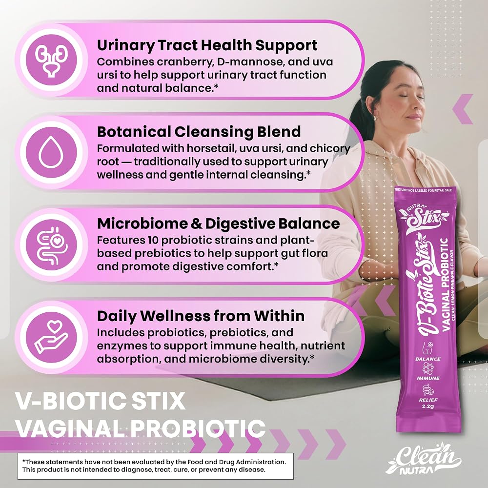 Clean Nutraceuticals Vaginal Probiotics with Cranberry & D-Mannose - 20 Stix - image 5