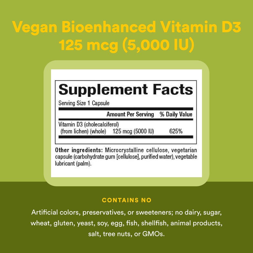 Natural Factors Whole Earth & Sea Vitamin D3 5000 IU - 60 Vegetarian Capsules - image 4